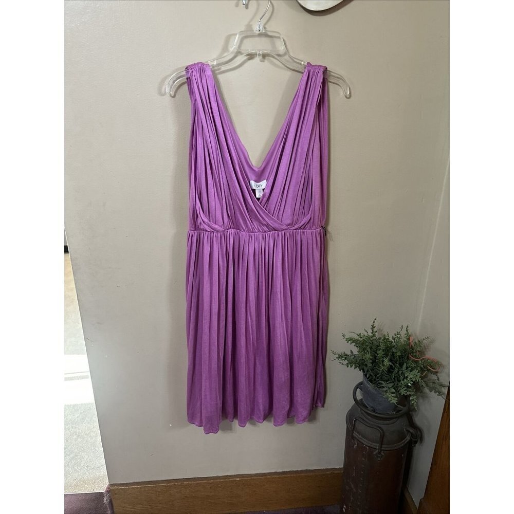 Ann TAYLOR LOFT DRESS: Size Large Purple Sleeveless Ruched Shoulders New W/Tags